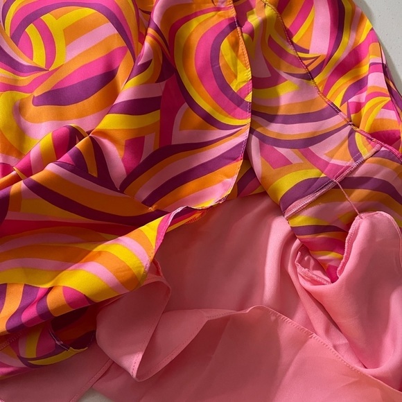 House Of Harlow 1960 Strapless Midi Maxi Dress Orange Pink Psychedelic Small - Picture 10 of 13